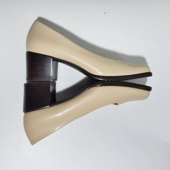 ❤️ 3 for $35 Amalfi leather block heel square toe beige neutral tan shoes 6.5 - Picture 4 of 7